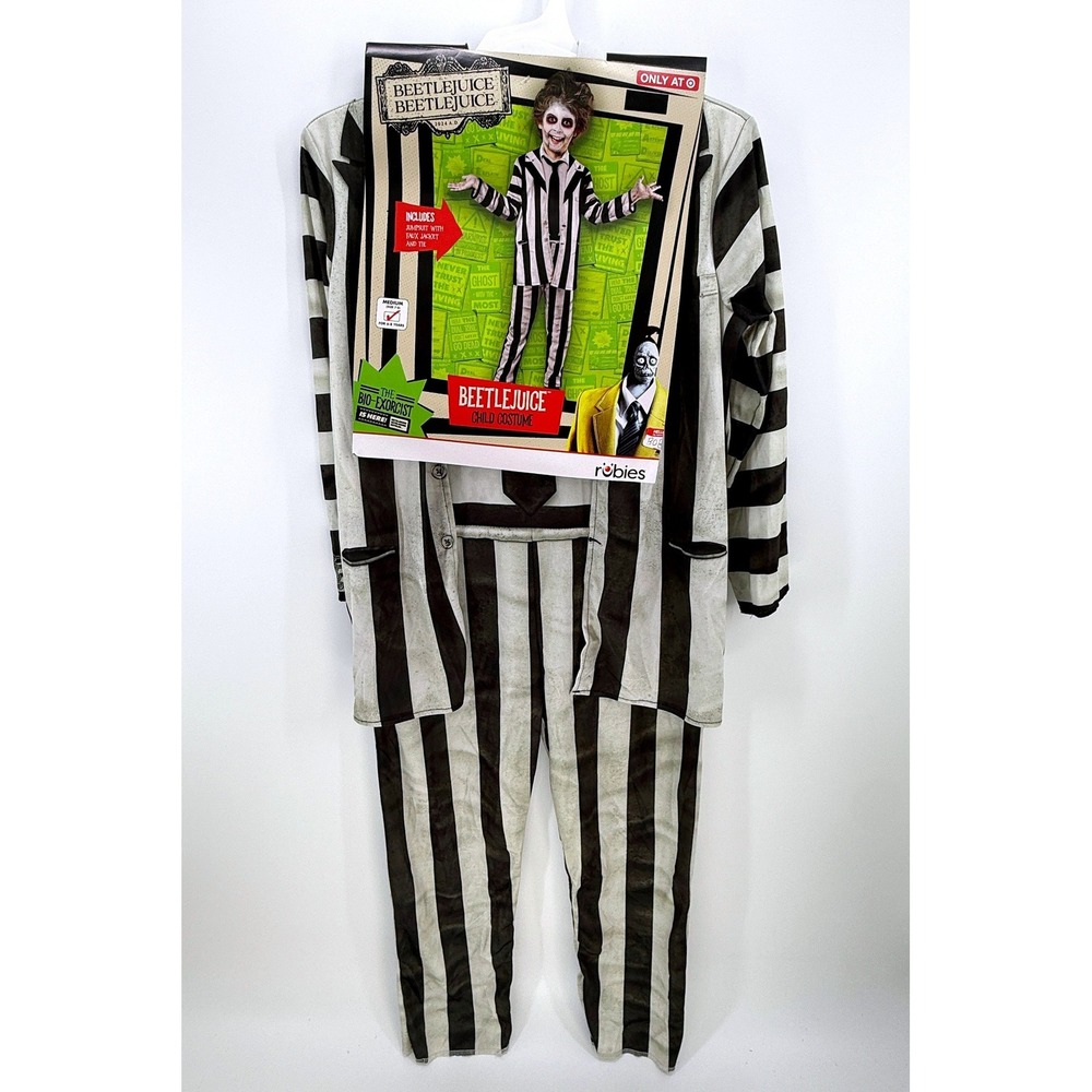 Beetlejuice Beetlejuice Boys Child Costume Striped Jumpsuit Medium 7-8 Rubies